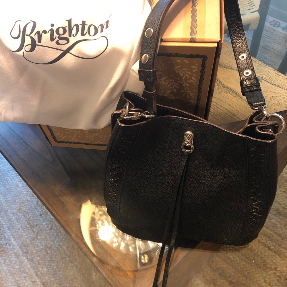 Brighton Black Leather Georgia Convertible Hobo